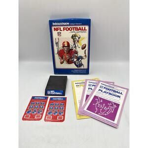 NFL Football Intellivision Game With Box Manual, And Overlays Mattel